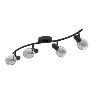  - Elegant Black Flush Ceiling Light With Vaporized Glass Shade