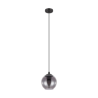 Stylish Black Pendant Ceiling Light With Vaporized Glass Shade from B&Q