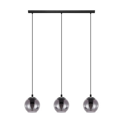  - Stylish Black Pendant Ceiling Light With Transparent Glass ShadeE27 Bulb Compatible