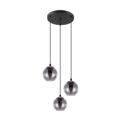 Stylish Black Pendant Ceiling Light With Vaporized Glass Shade from B&Q