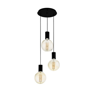 Stylish Black Pendant Ceiling Light With Adjustable Cables And E27 Bulbs from B&Q