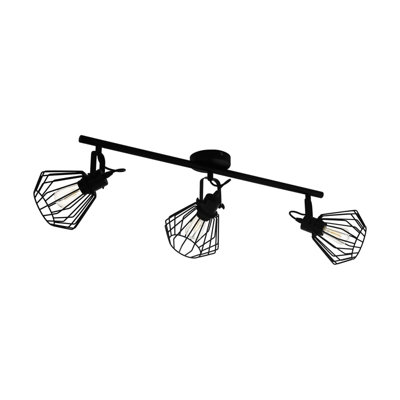  - Modern Black Flush Ceiling Light With 3 Adjustable Spots