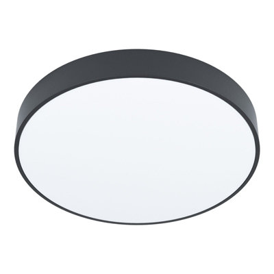Modern Black Flush Ceiling Light With White Shade And Led Bulb18W Included from B&Q