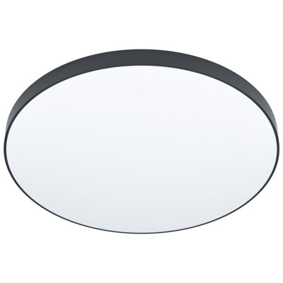  - Stylish Black Flush Ceiling Light With White Shade And 36W Led Bulb