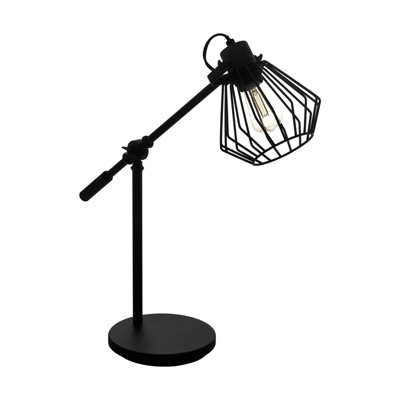 B&Q Stylish Table Desk Lamp With Adjustable Shade And E27 Bulb Socket Black