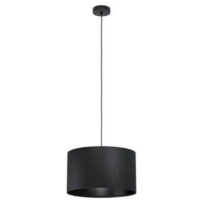 Stylish Black Fabric Pendant Ceiling Light With E27 Bulb Socket from B&Q