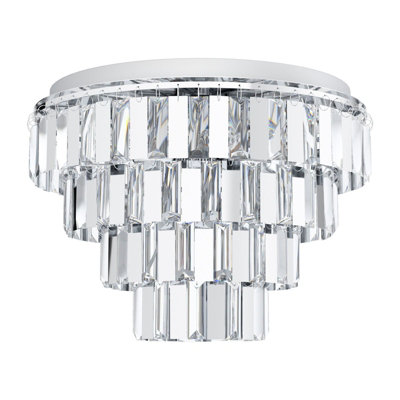 Elegant Flush Ceiling Light With Chrome Finish And Crystal Shade from B&Q