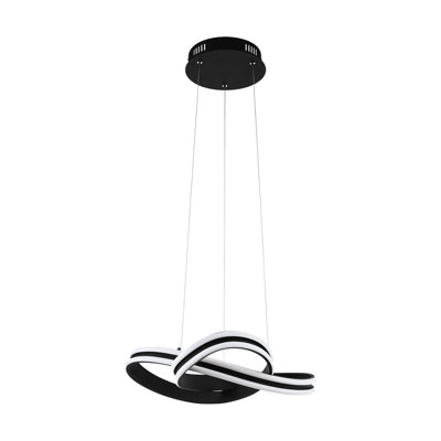  - Stylish Black Pendant Ceiling Light With White Shade And Led Bulbs