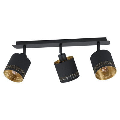 Elegant Black Gold Flush Ceiling Light With E27 Bulb Socket from B&Q