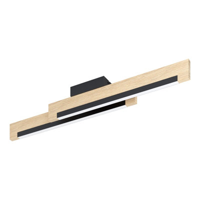 Modern Flush Ceiling Light With Black Brown Finish And White Shade from B&Q