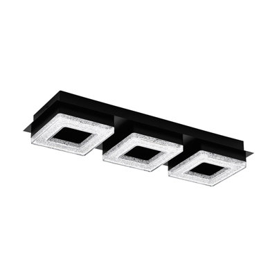 Stylish Black Wall Flush Ceiling Light With Led Bulbs And Crystal Shade from B&Q