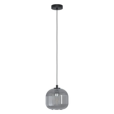 B&Q Elegant Pendant Ceiling With Vaporized Glass Shade And E27 Bulb Compatibility Black/Light