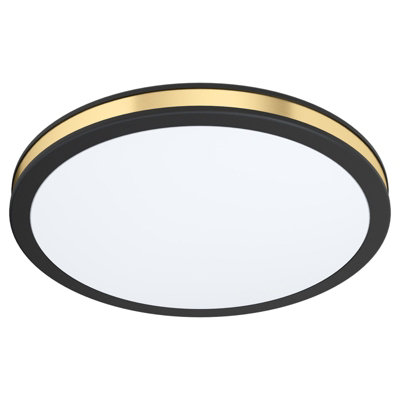 Loops Unisex Black Wall Flush Ceiling Light Colour Shade White Gold Plastic Bulb Led 12W - Image 3