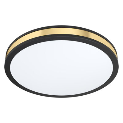  - Elegant Black Wall Flush Ceiling Light With White Gold Shade And Led Bulb