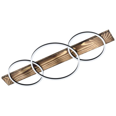  - Elegant Black And Brown Rustic Wall Flush Ceiling Light With White Led Shade