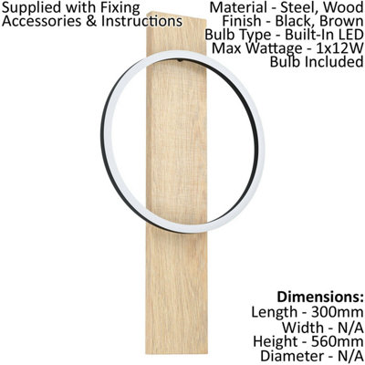Stylish Black And Brown Wall Flush Ceiling Light With White Plastic Shade And Led Bulb from B&Q