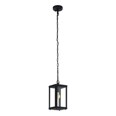  - Ip44 Outdoor Black Box Lantern Pendant Light With Chain For E27 Bulb