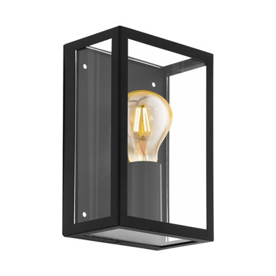  - Stylish Ip44 Outdoor Wall Light In Black Glass With E27 Bulb Holder