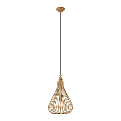 Stylish Hanging Ceiling Pendant Light With Pear Wicker Shade For Hallways from B&Q