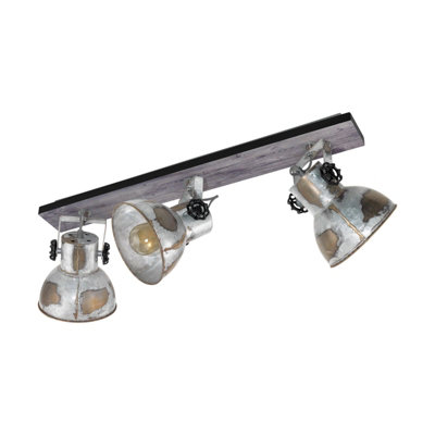 Stylish Adjustable 3 Bulb Ceiling Spotlight With Wood And Industrial Steel Shade from B&Q
