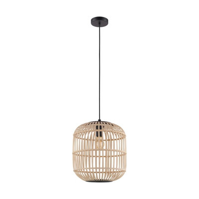 Stylish Black Wicker Cage Hanging Ceiling Pendant Light With E27 Bulb Socket from B&Q