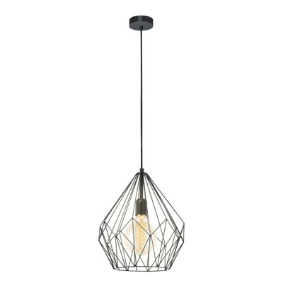Stylish Black Wire Cage Hanging Pendant Light For Hallways from B&Q