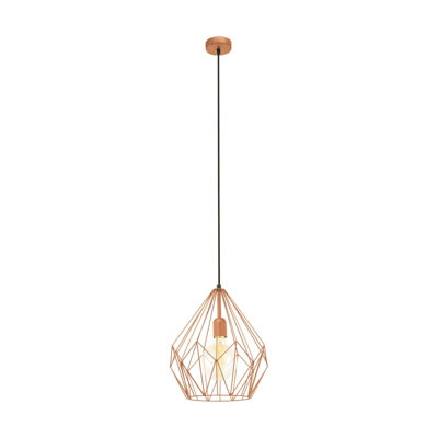 Stylish Hanging Ceiling Pendant Light With Copper Wire Cage Design from B&Q