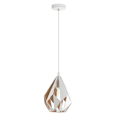 Loops Hanging Ceiling Pendant Light White & Gold Geometric 1X 60W E27 Feature Lamp - Image 3