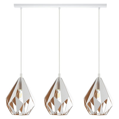 Loops Hanging Ceiling Pendant Light White & Gold Geometric 3X 60W E27 Kitchen Island - Image 3