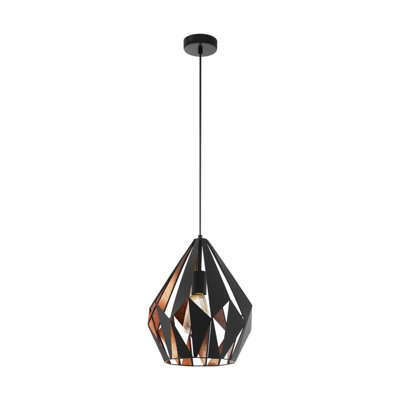 Stylish Black And Copper Geometric Hanging Ceiling Pendant Light from B&Q