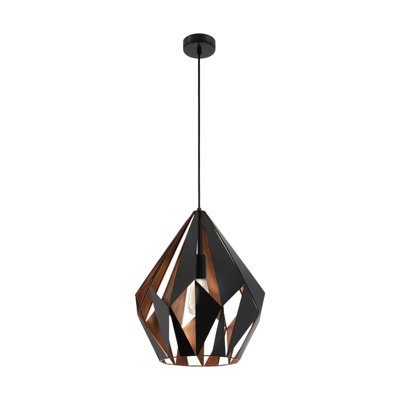Stylish Black And Copper Geometric Hanging Ceiling Pendant Light 60W E27 from B&Q