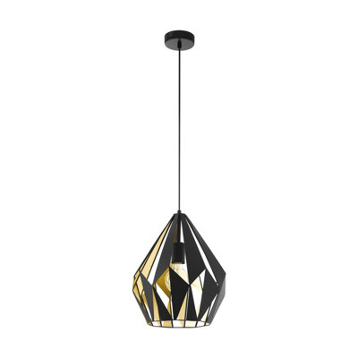 Stylish Black And Gold Geometric Hanging Ceiling Pendant Light 1X 60W E27 from B&Q