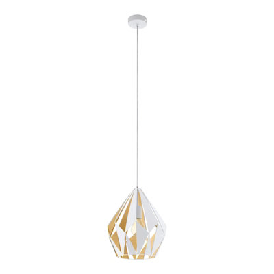 Stylish White & Honey Geometric Hanging Pendant Light from B&Q