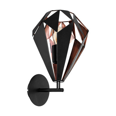 Elegant Led Wall Light Sconce In Black And Antique Copper For E27 Bulbs from B&Q