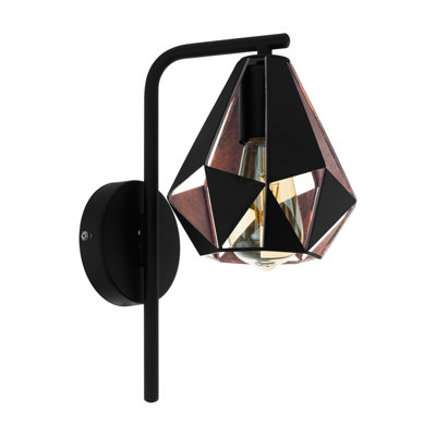 Stylish Led Wall Light Sconce In Geometric Black And Antique Copper Finish from B&Q