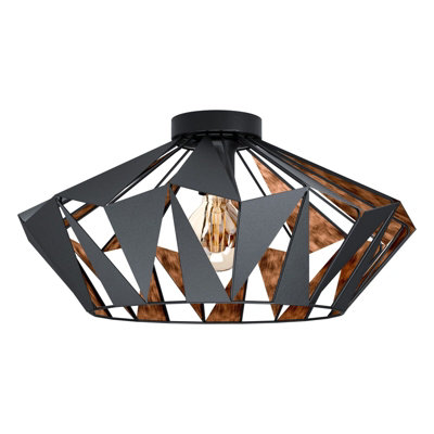 Stylish Black And Copper Semi Flush Ceiling Light With Geometric Shade For Modern Interiors from B&Q