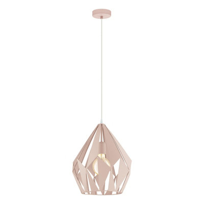 Stylish Pastel Apricot Hanging Pendant LightSteel Design For Home Decor from B&Q