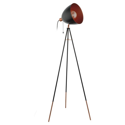 Stylish Black And Copper Tripod Floor Lamp With E27 Bulb Socket from B&Q