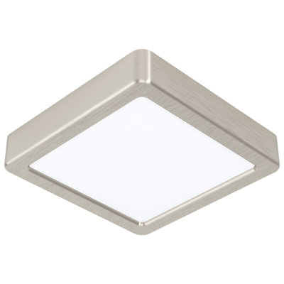 B&Q Satin Nickel Square Led Wall And Ceiling 10.5W 3000K - 160Mm Surface Mounted Light