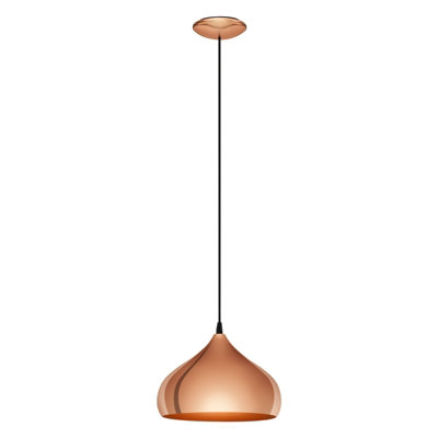 Stylish Polished Copper Hanging Pendant Light For Hallway1 X 60W E27 from B&Q