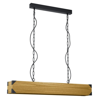 B&Q Stylish Hanging Ceiling Pendant With Wooden Box For Kitchen Island And Dining Table Light