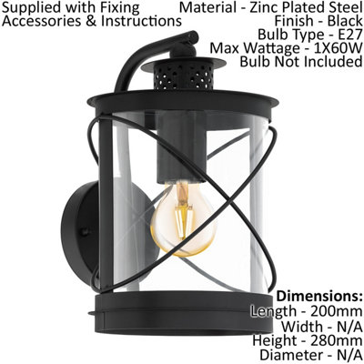 Stylish Ip44 Outdoor Black Hoop Lantern Wall Light With E27 Bulb Socket from B&Q