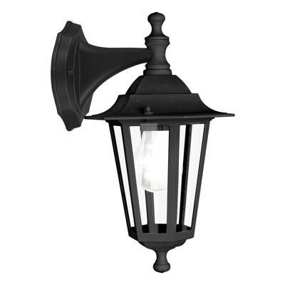 Elegant Ip44 Black Aluminium Outdoor Wall Lantern With E27 Bulb Socket from B&Q