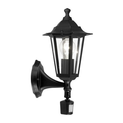 Ip44 Outdoor Wall Light With Pir SensorStylish Black Aluminium Lantern For E27 Bulb from B&Q