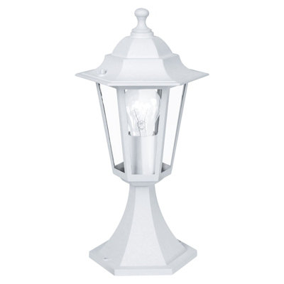 Elegant Ip44 Outdoor White Aluminium Lantern Pedestal Light For Porches from B&Q