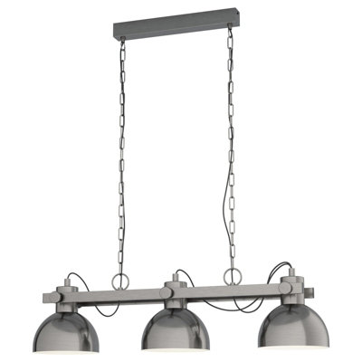 B&Q Stylish Gloss Nickel 3-Bulb Pendant For Kitchen Light