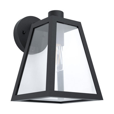 Stylish Ip44 Black Trapeze Outdoor Wall Light With E27 Bulb Socket from B&Q