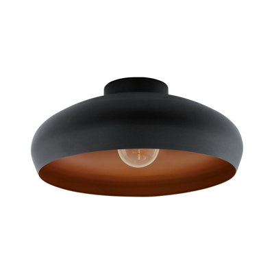Elegant Black And Copper Semi Flush Ceiling Light Fixture With E27 Bulb Support from B&Q