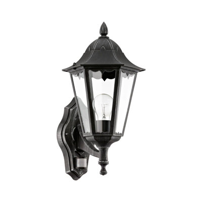 Elegant Ip44 Outdoor Wall Light With Pir Sensor In Black And Silver Patina from B&Q