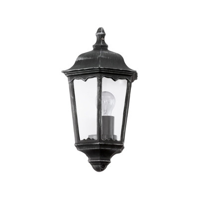 Elegant Ip44 Outdoor Wall Light In Black And Silver Patina With Clear Glass Shade from B&Q
